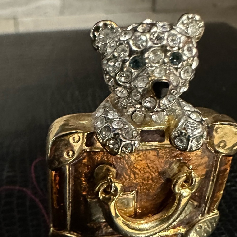 Vintage Carolee Rhinestone Teddy Bear Pin
